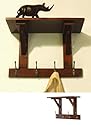 DARTMOUTH - Solid Wood Wall Coat Hooks / Storage Rack - Dark Stain