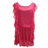 SexySheerPinkFrillyMiniDressTunic