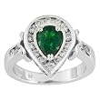 14K White Gold Emerald and Diamond Ring