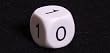 16mm d6 Opaque Binary Dice Numbered 0-1 x3 , White w/ Black
