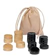 Wood Checkers with Stackable Ridge - Black and Natural Wood