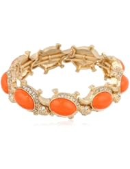 Anne Klein "Arden" Gold-Tone Tangerine Colored Turtle Stretch Bracelet, 7.25"