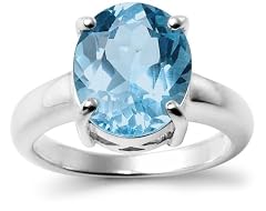 Beautiful!!! Sterling Silver Oval Blue Topaz Ring