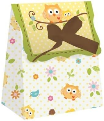 Happi Tree Owl Theme Baby Shower Party Favour Bags with Ribbon x 12