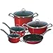 Chantal 9-Piece Copper Fusion Cookware Set-Chili Red, Dishwasher safe