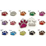 CUSTOMIZE NOW Laser Etched Glitter Paw Pet ID Tags FREE Custom Personalized for Dog & Cat Paw Print Tag