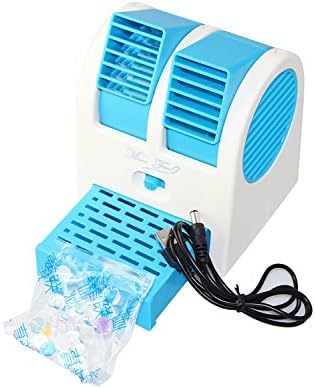 Mini Electric Usb Fan Small Portable Bladeless Office Travel Desk Personal Fan with Adjustable Dual Air Outlets (Blue)