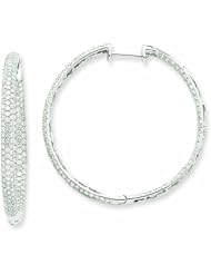 3 Carat 14K White Gold Diamond In-Out Hinged Hoop Earrings