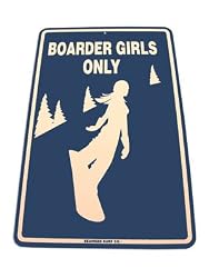 Boarder Girls Only Aluminum Sign in Blue