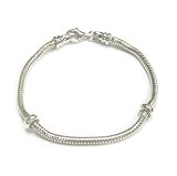 Queenberry (Free S/H) Sterling Silver 3mm Caprice Snake Bracelet and 2pcs STR Stoppers w/ Rubber European Charm Of Pandora Troll Chamilia Biagi European Jewelry 7.5''