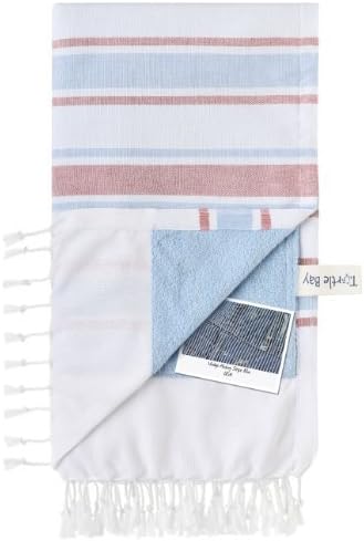 Turtle Bay - Beach Towel / Sarong - Kikoy Towel Hickory Stripe - Color : White - Size : 95 x 170 cms by Turtle Bay