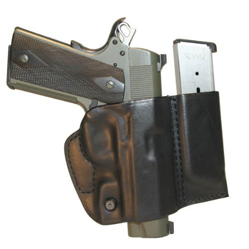 BLACKHAWK! Compact Leather Slide Black Holster with Mag Pouch, Size 01, Right Hand, (Colt Govt Comm RHnd Blk) On Sale