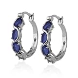 Sterling Silver Sapphire Hoop Earrings