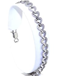 10K White Gold 7" Hearts Link Bracelet