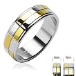 316L Surgical Stainless Steel Rings/IP Gold & Steel Squares