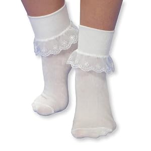 Jefferies Socks Fancy Embroidered Daisy Sheer Lace Sock - White