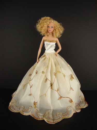 Lavender Ball Gown with White Lace on the Front Made to Fit the Barbie Doll