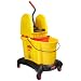 Rubbermaid Commercial 7677 YEL 35 qt Capacity, 22.4" Length x 16-1/2" Width x 38.6" Height, Yellow WaveBrake Dual Water Down Press Combo with Downward Pressure Wringer