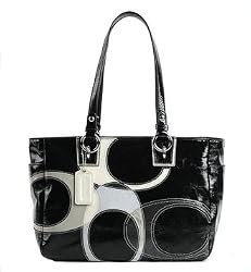 Coach Inlaid Signature Leather Gallery Bag Purse Tote 17127 Black