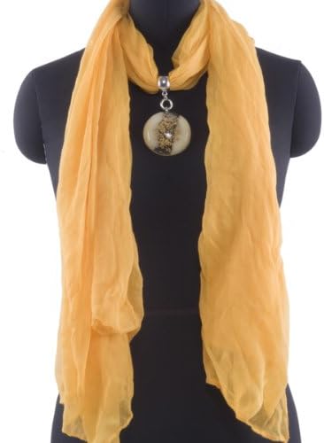 4 Season Spring Style Yellow Fashion Jewelry Pendant Long Viscose Scarf Necklace