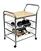 Steel Kitchen Island Cart with Rubberwood Surface