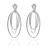 Rodney Holman Silver 3 Ring Drop Clip On Earrings