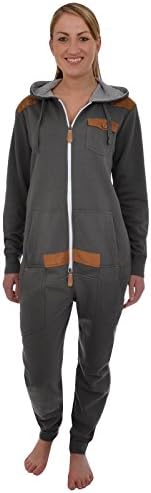 Unisex Men's Women's Hooded Tracksuit Jumpsuit Onesie Small Charcoal