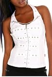 Tripp White Zip Stud Chain Halter Corset Vest