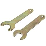 uxcell ディスクグラインダー用スパナ　ひとつの開口　レンチセット　２本入り　ゴールドトーン　金属