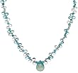 Gold-Filled Faceted Apatite, Moonstone and Aquamarine Necklace with Pear-Shaped Blue Chalcedony Drop, 17"