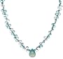 Gold-Filled Faceted Apatite, Moonstone and Aquamarine Necklace with Pear-Shaped Blue Chalcedony Drop, 17"
