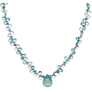 Gold-Filled Faceted Apatite, Moonstone and Aquamarine Necklace with... by 