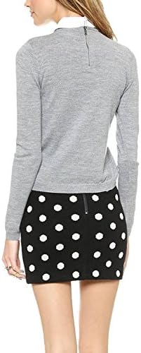 Maykool Women's Gray Peter Pan Collar Detachable Bow Pullover Sweater Size L