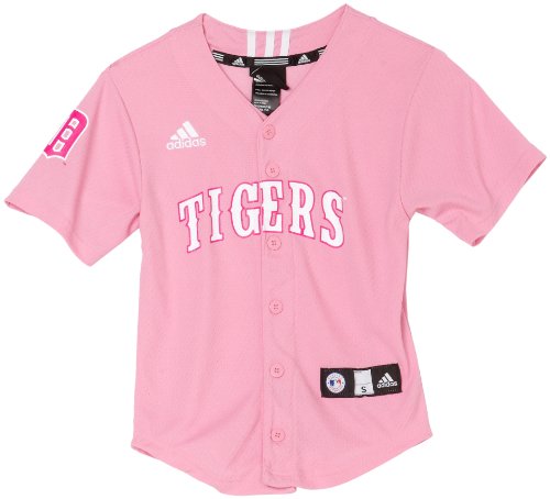 MLB Girls' Detroit Tigers Screen Print Baseball Jersey, Pink, Large