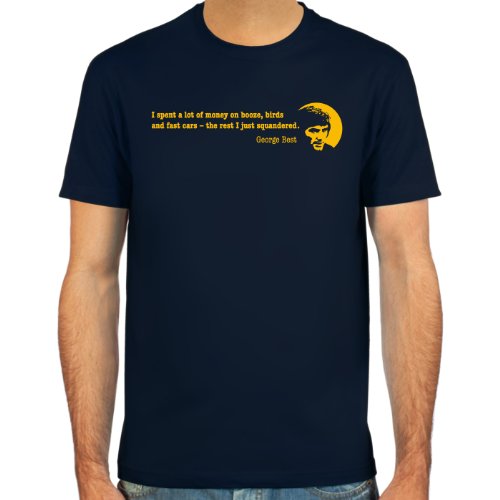 T-Shirt George Best ::: Farbauswahl: schwarz, oliv oder navy ::: Größen: S-XL ::: Fußball-Kult