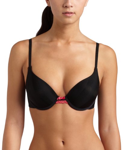 Lily of France Women's Extreme Push Up Bra #2131250,Black/Cherry Red,34A