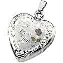 14K Three Tone Gold I Love You Heart Shaped Locket
