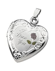 20.00X19.00 Mm Sterling Silver Tri Color I Love You Heart Shaped Locket
