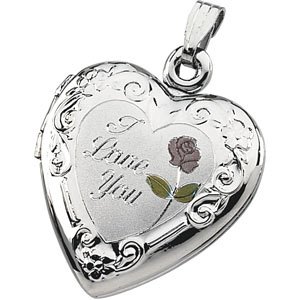 Sterling Silver Three Color I Love You Heart Shaped Locket