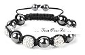 Bracelet type Shamballa Macrame H&eacute;matite noir et argent