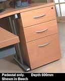 Sonix Filing Pedestal Desk-high 3 Drawer with 1 Deep W420xD600xH730mm Oak