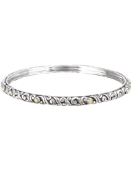 925 Silver Swirl Bangle with 18k Gold Accents- 8 IN