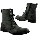 New Womens Worker Military Army Combat Lace Up Boots Size 3-8