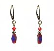 Earrings - E239 - Crystal & Glass Lantern Bead - Siam Red