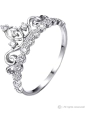 Dainty Rhodium-plated Sterling Silver Princess Crown Ring