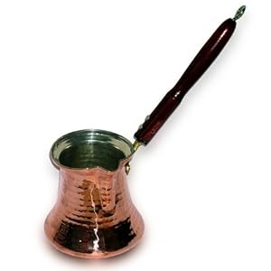 Turkish Coffee Pot (cezve/ibrik) with wooden handle - XL 14 oz