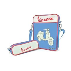 iPad Schultertasche FORME "Vespa 50 Special", hellblau /wei�, high 210x260x30mm mit Zusatztasche f�rs Netzteil