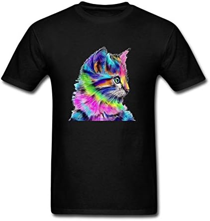 Pingteam Men's Colorful cat T shirts Size XL Black