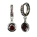 Garnet Cubic Zirconia Hinged Hoop Solitaire Drop Earrings in CAREFREE Sterling Silver