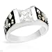 Ring With 2.00ctw Crystals and Cubic zirconia Beautifully Designed in Black Enamel and 925 Sterling silver. Total item weight 6.8g (Size 8)